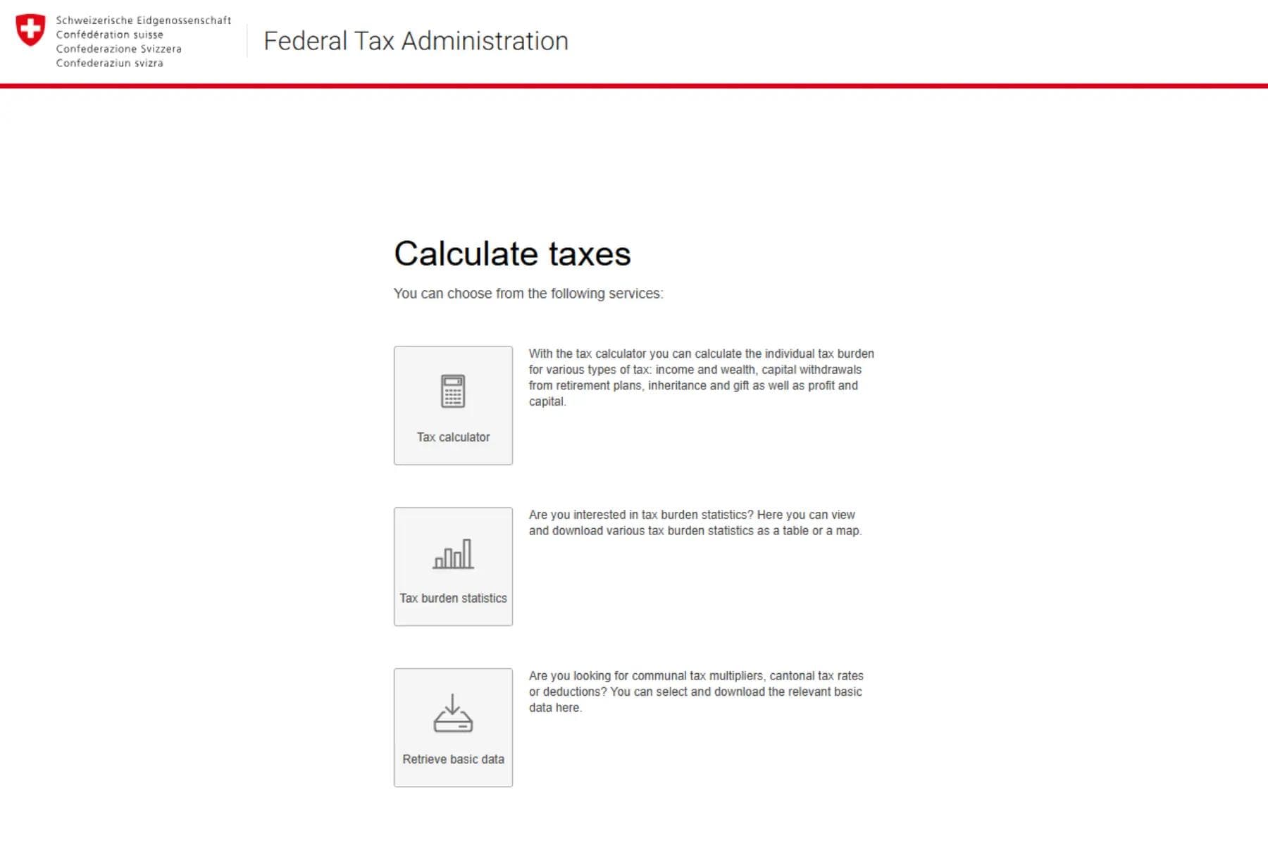 Online tax calculator by Federal Tax Administration Online tax calculator by Federal Tax Administration